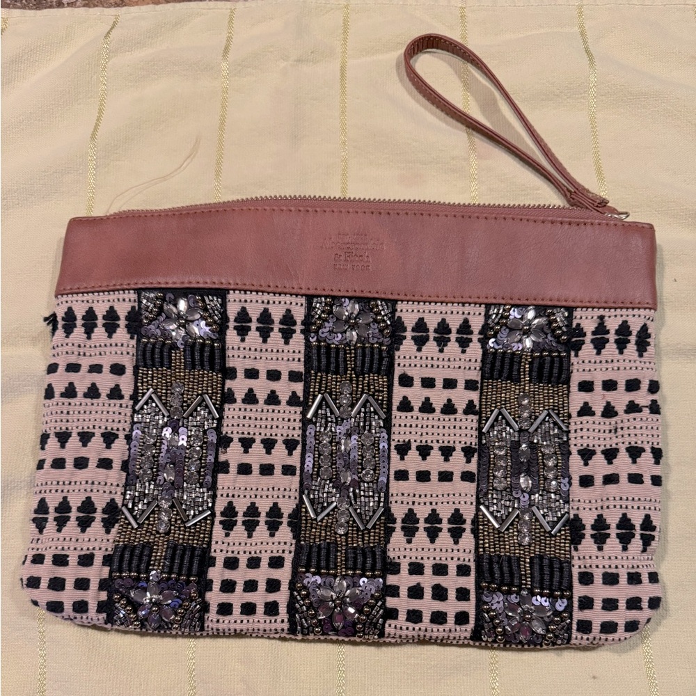 Abercrombie & Fitch large embroidered clutch bag